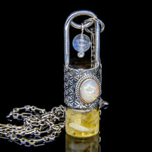 Load image into Gallery viewer, Spring Mini Rollerball Necklace Series - Moonstone and Opal on Flower of Life Pattern