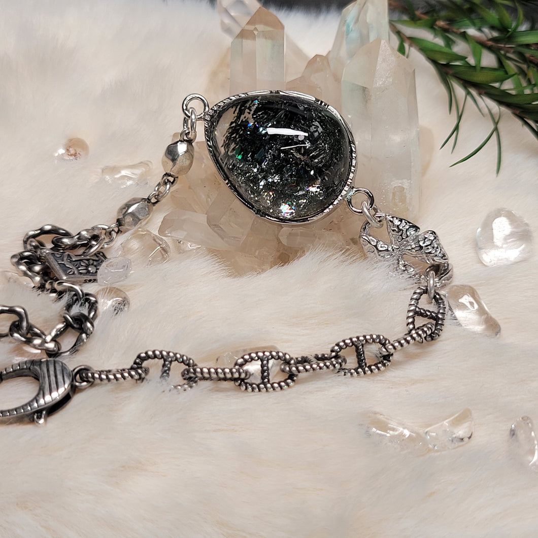 0907 綠幽靈爆彩彩虹S925純銀設計款手鏈