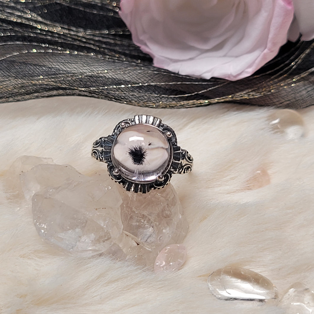 0769 紫晶藍絨花S925純銀戒指（不限指圍）