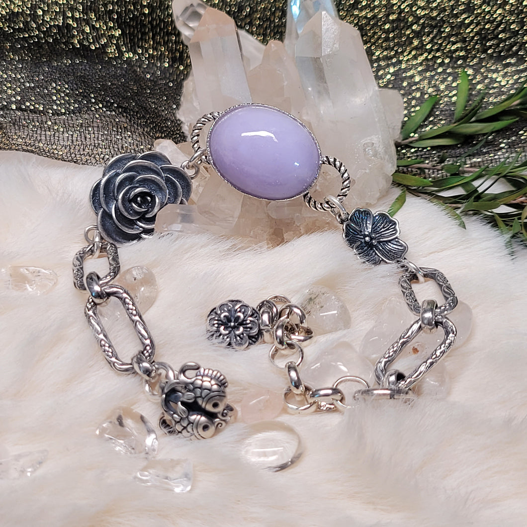 1071 紫翡蛋面S925純銀設計款手鏈