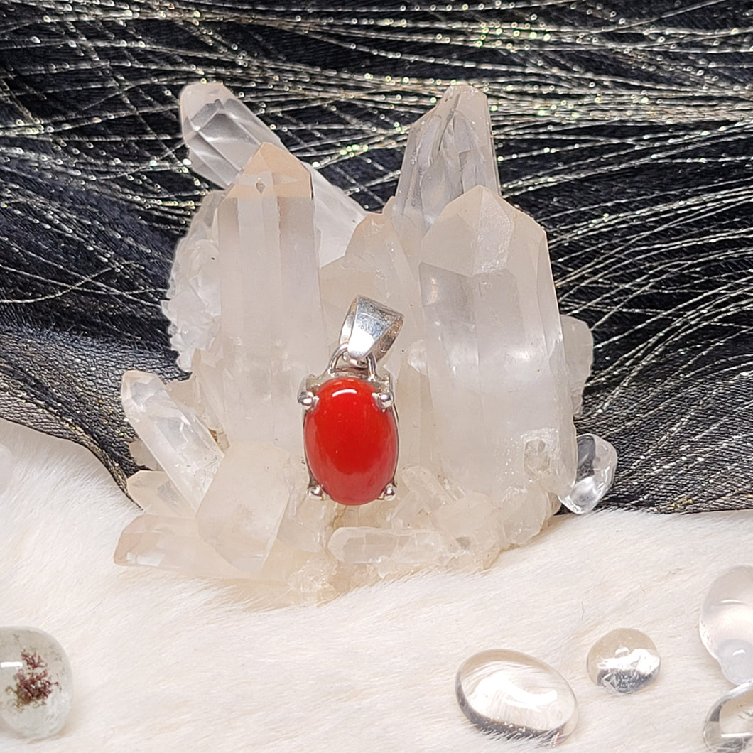 1020 紅珊瑚S925純銀吊墜