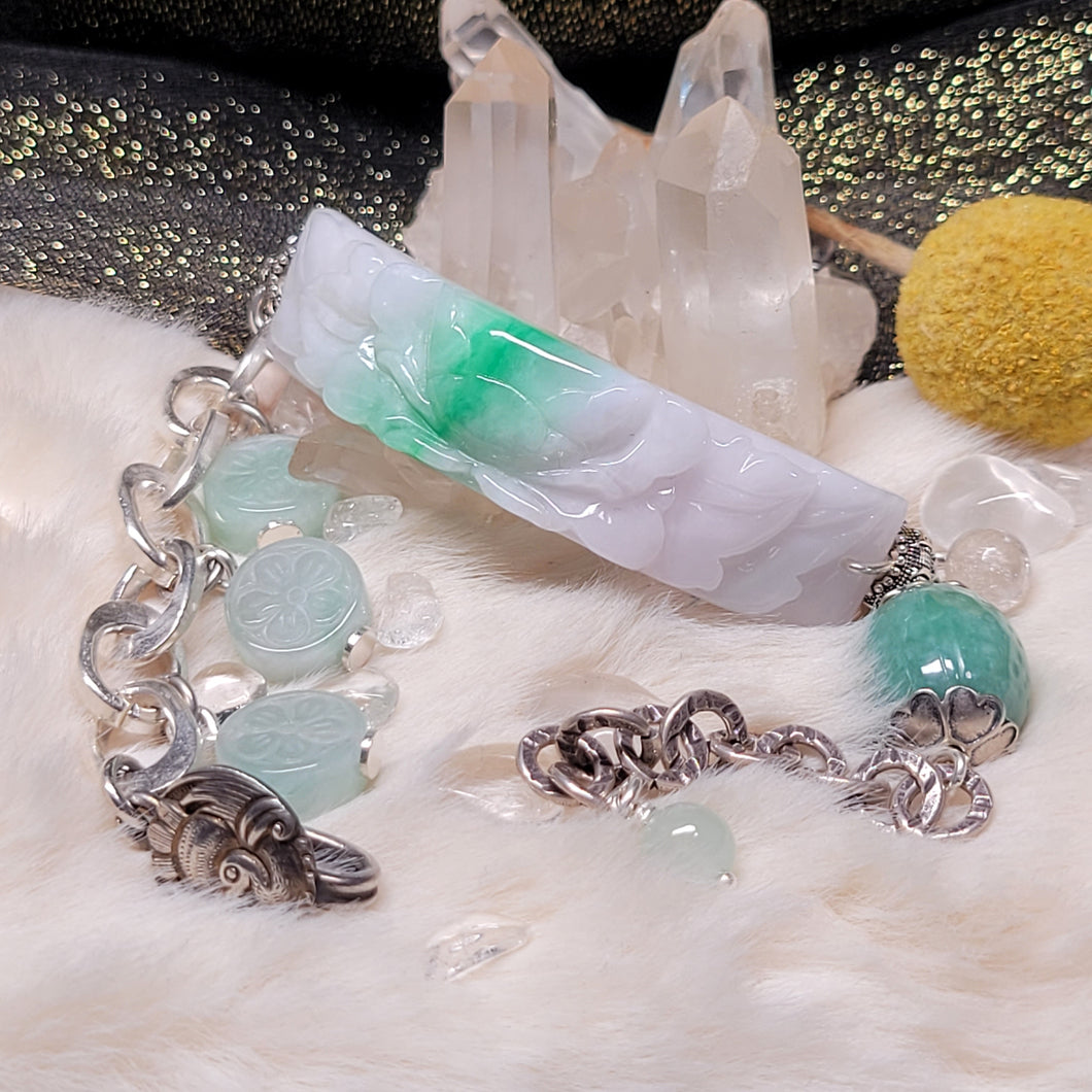 1088 飄花翡翠S925純銀設計款手鏈