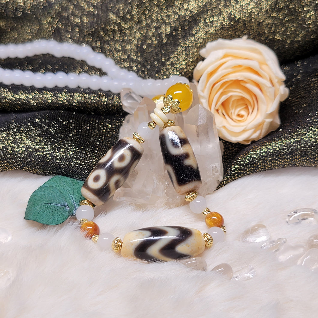 1099 雙牙牙水紋+寶瓶+四眼法螺手編頸鏈