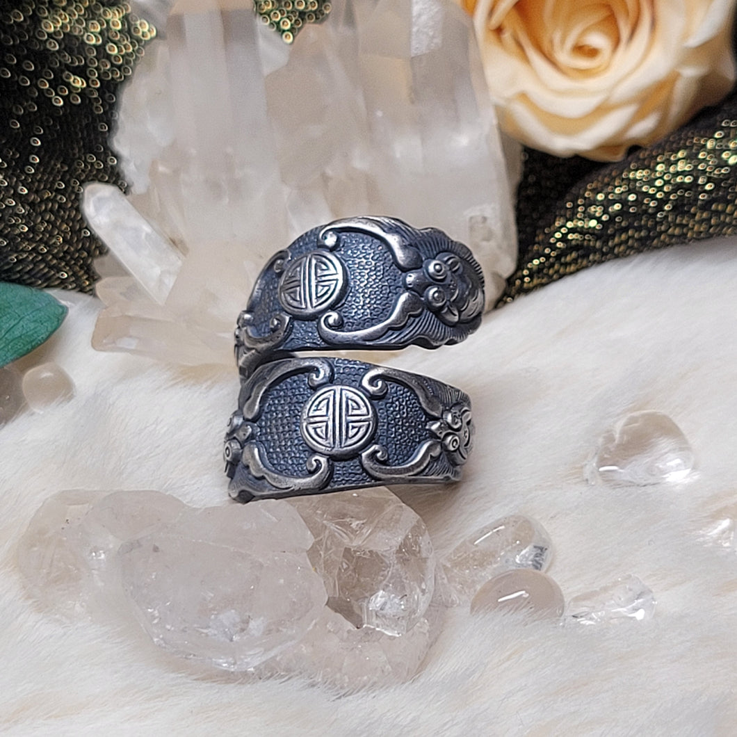 1155 雙尖重工925銀戒指