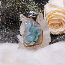 Load image into Gallery viewer, 1055 綠翡紅翡半山水S925純銀吊墜
