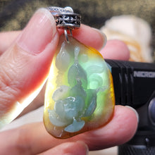 Load image into Gallery viewer, 1055 綠翡紅翡半山水S925純銀吊墜
