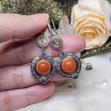 Load image into Gallery viewer, 1058 紅肉羊板眼天眼天珠耳環
