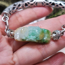 Load image into Gallery viewer, 1209 A貨翡翠黃綠手牌銀半鐲
