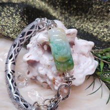 Load image into Gallery viewer, 1209 A貨翡翠黃綠手牌銀半鐲
