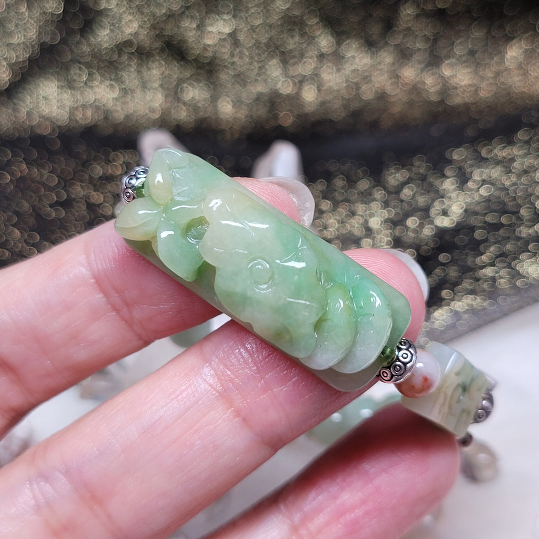 1205 A貨翡翠黃綠手串