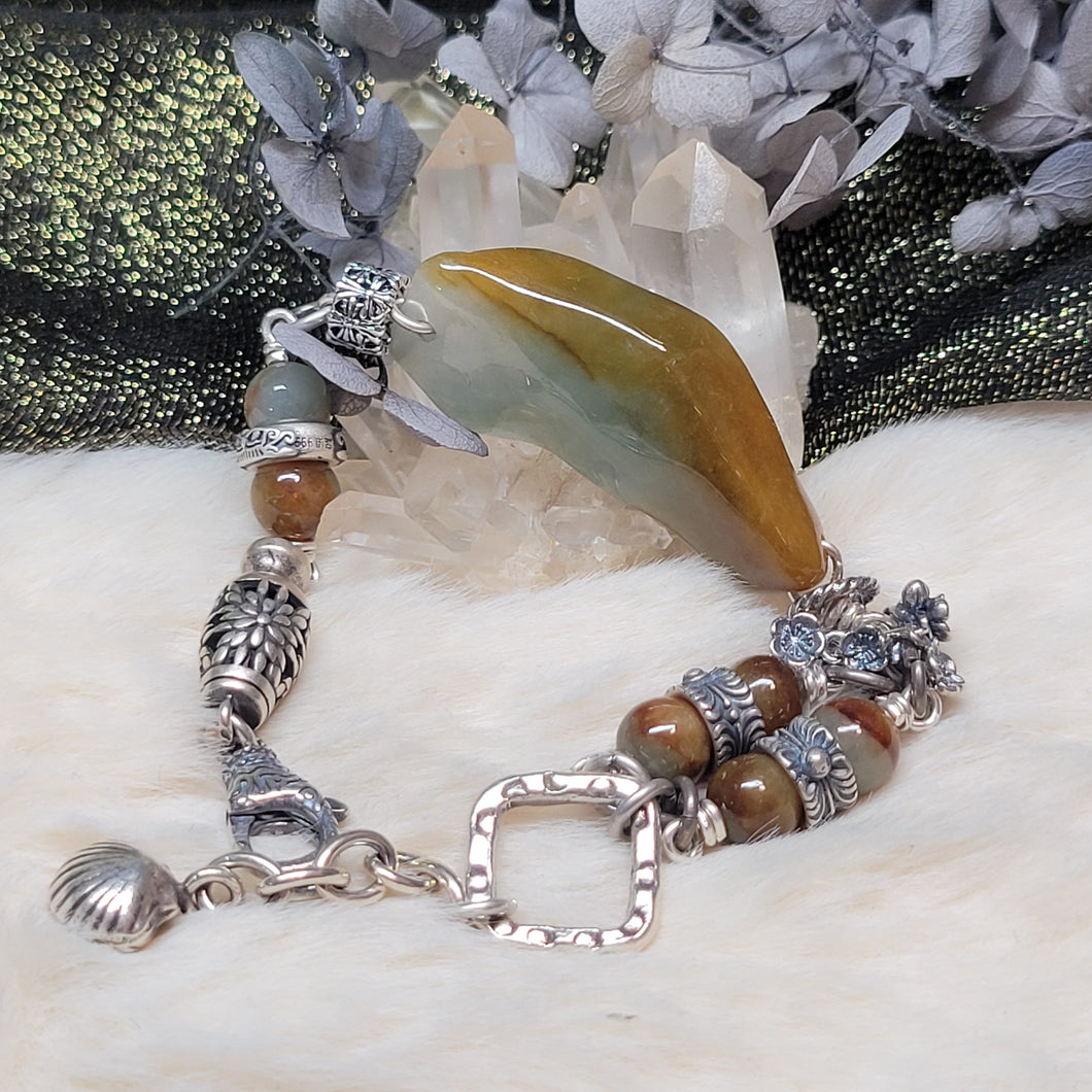 1214 A貨翡翠特色銀手鏈