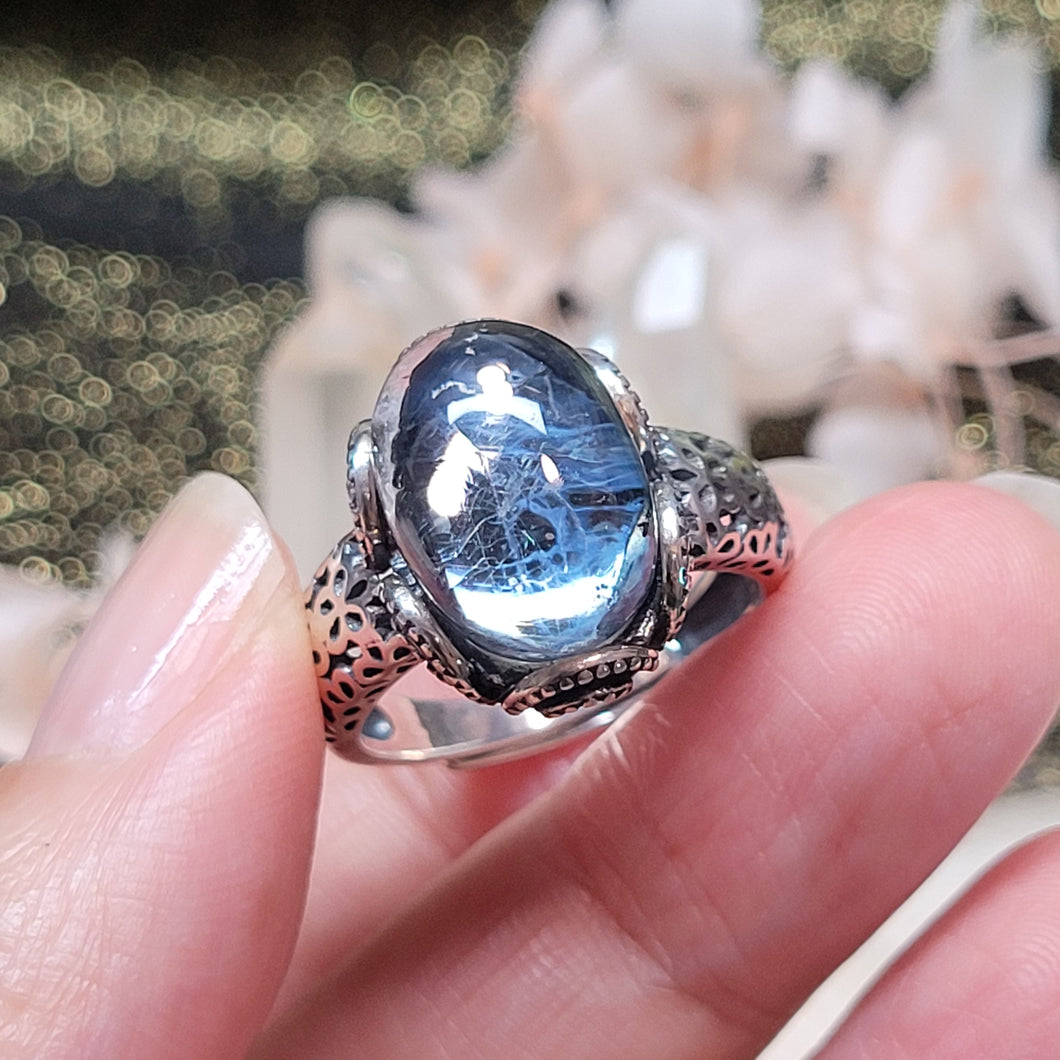 1292 藍雲母925銀戒指