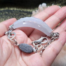 Load image into Gallery viewer, 1217 A貨翡翠立體雕刻冰竹節銀手鏈
