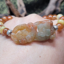 Load image into Gallery viewer, 1203 A貨翡翠三彩鏤空雕刻花牌手串
