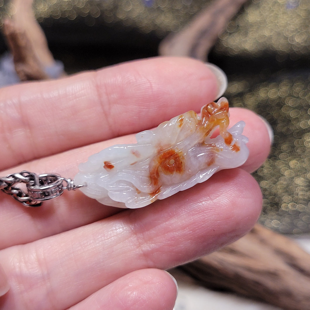 1268 A貨翡翠灑金龍頭925銀扣頭吊墜