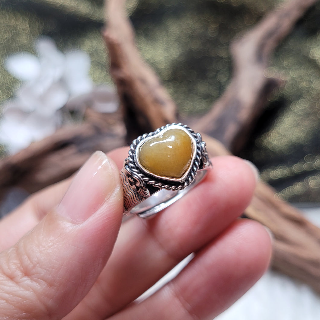 1299 A貨翡翠黄翡定製款925銀戒指