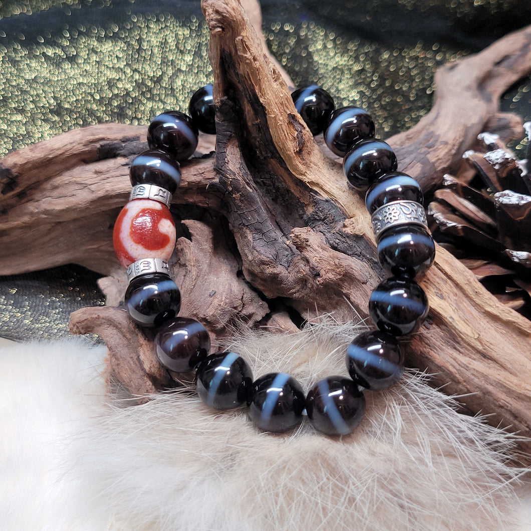 0428 藍沁一線藥師天珠手串