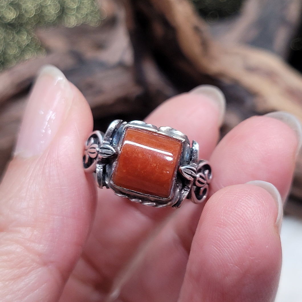 1178 紅翡925銀戒指