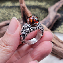 Load image into Gallery viewer, 1177 血珀鑲嵌珠重工設計戒指
