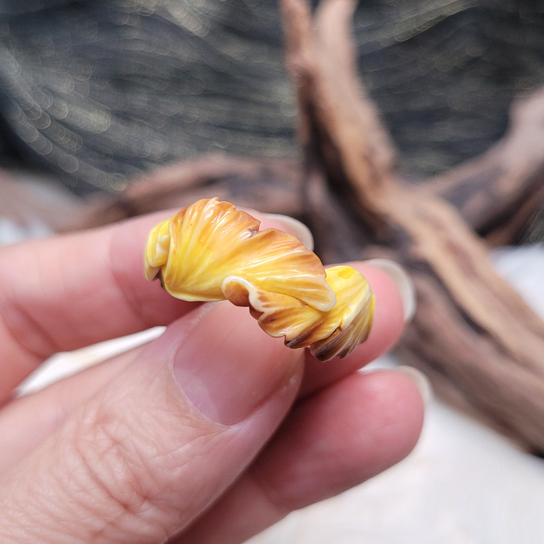 1140 猛獁彩繪銀杏葉主題戒指