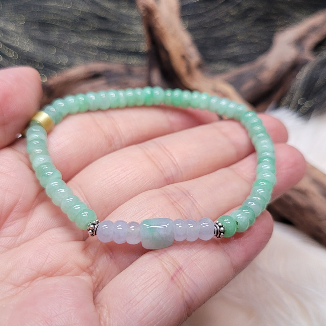 1102 綠珠紫珠翡翠手串