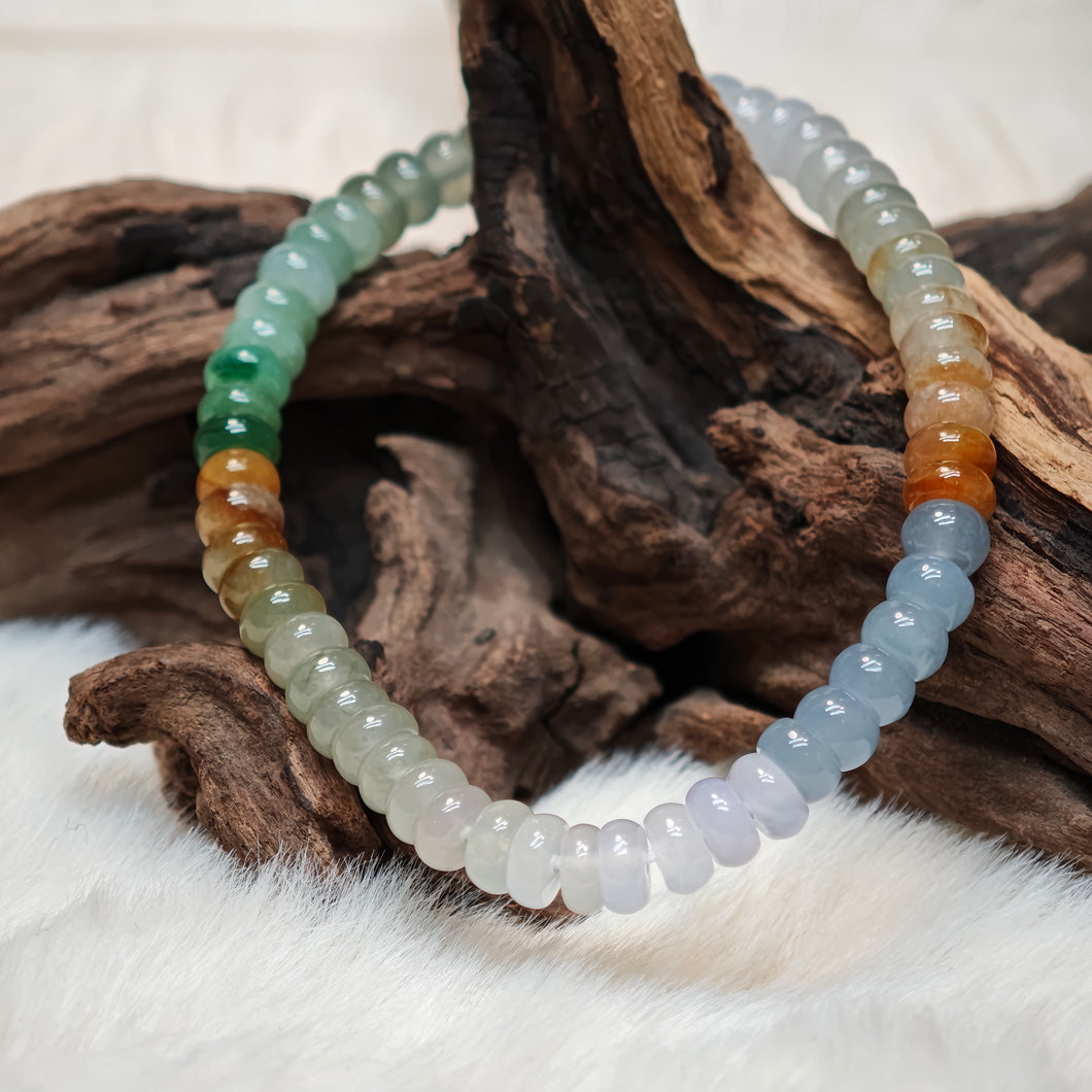 1070 彩色漸進珠翡翠手串