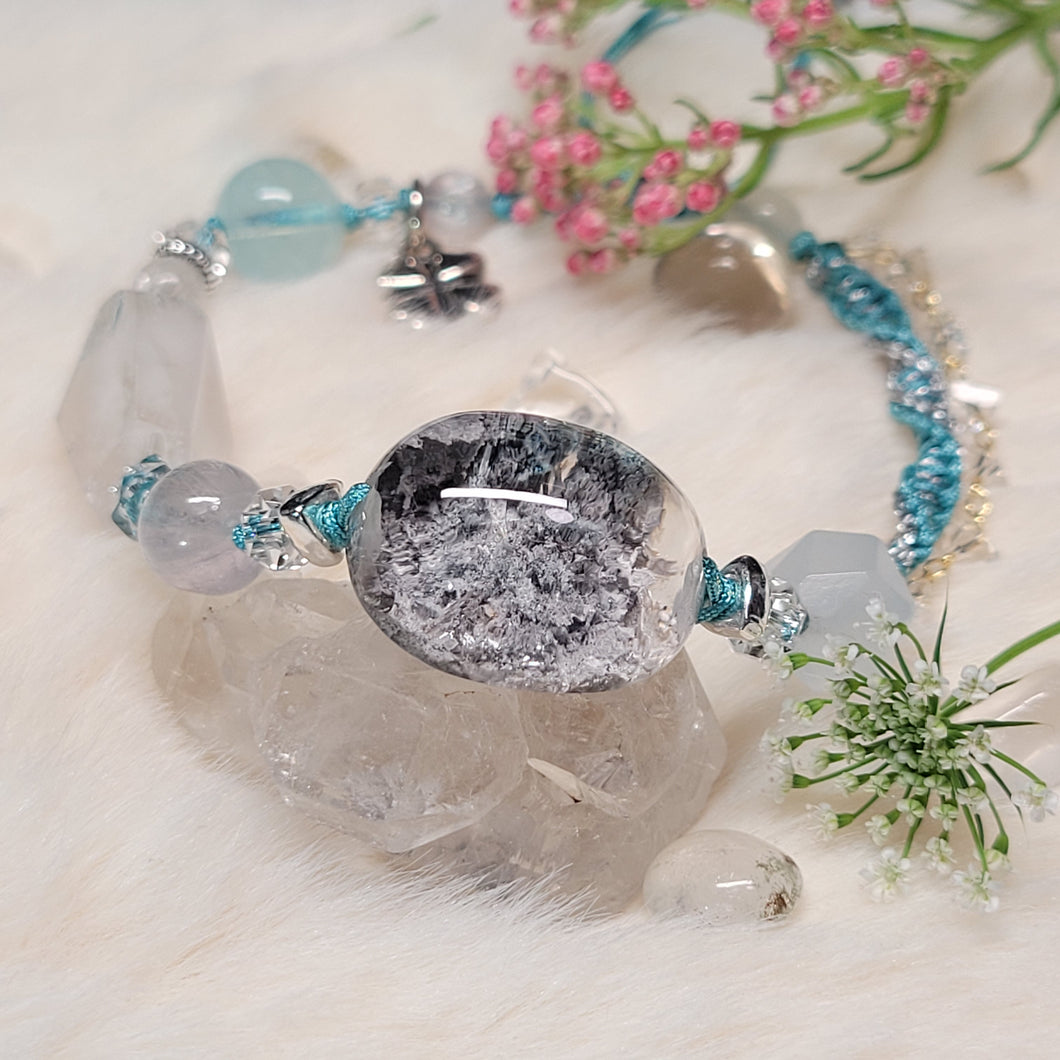 0651 藍幽靈白兔毛2粒手編手繩