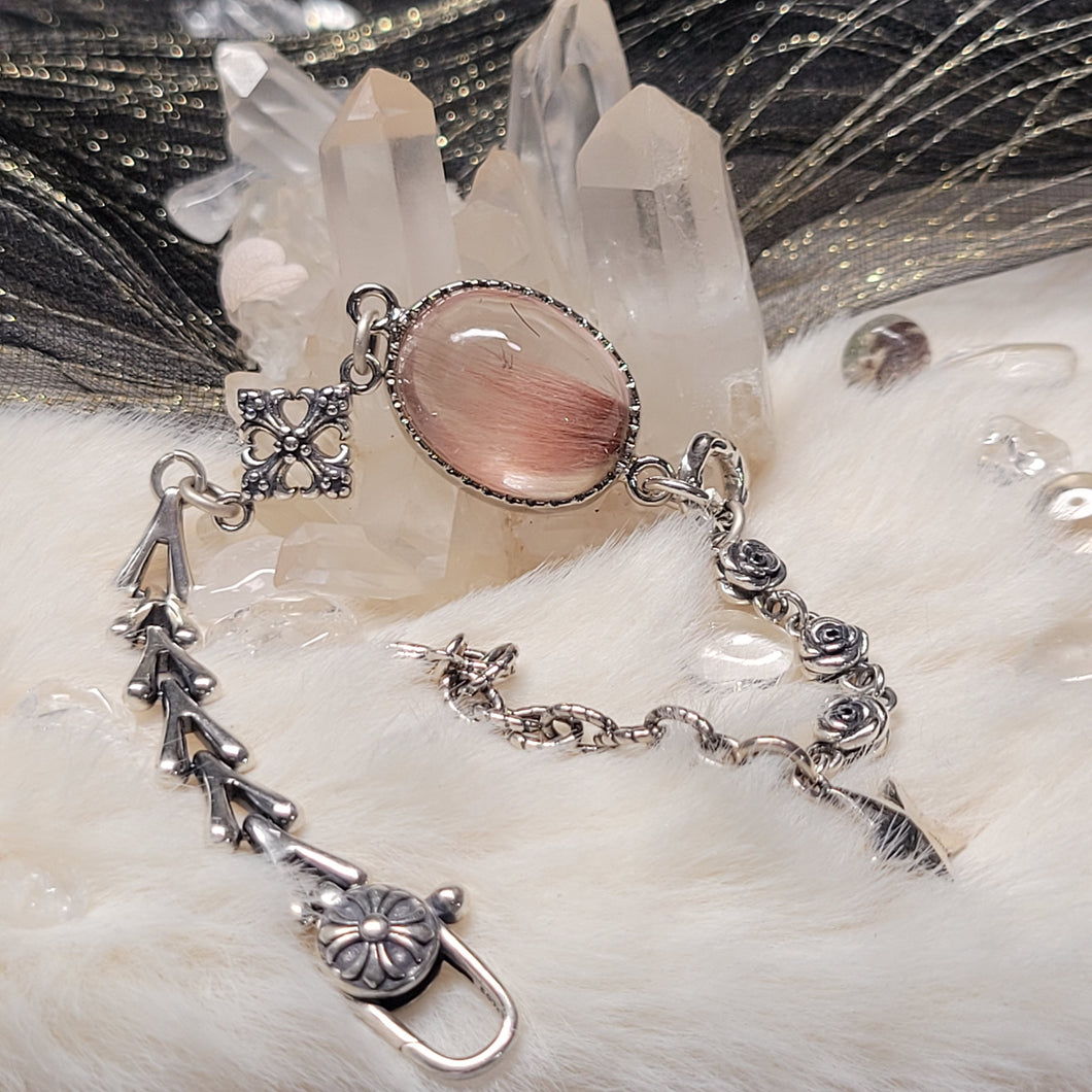 0699 粉兔毛波S925純銀設計款手鏈