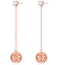 Load image into Gallery viewer, Golden Sphere Stud Earrings (Rose Gold) with Stone
