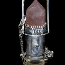 Load image into Gallery viewer, Lagoon Coral Rollerball Necklace Series - Strawberry Quartz on Mandala Pattern
