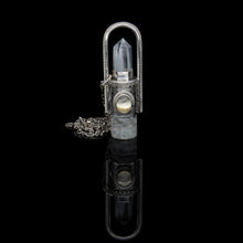 Load image into Gallery viewer, Fountain Moonlight Rollerball Necklace Series - Rutilated Quartz and Moonstone on Retro Pattern
