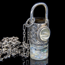 Load image into Gallery viewer, Spring Mini Rollerball Necklace Series - Green Moonstone on Flower of Life Pattern
