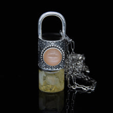 Load image into Gallery viewer, Spring Mini Rollerball Necklace Series - Peach Moonstone on Retro Pattern
