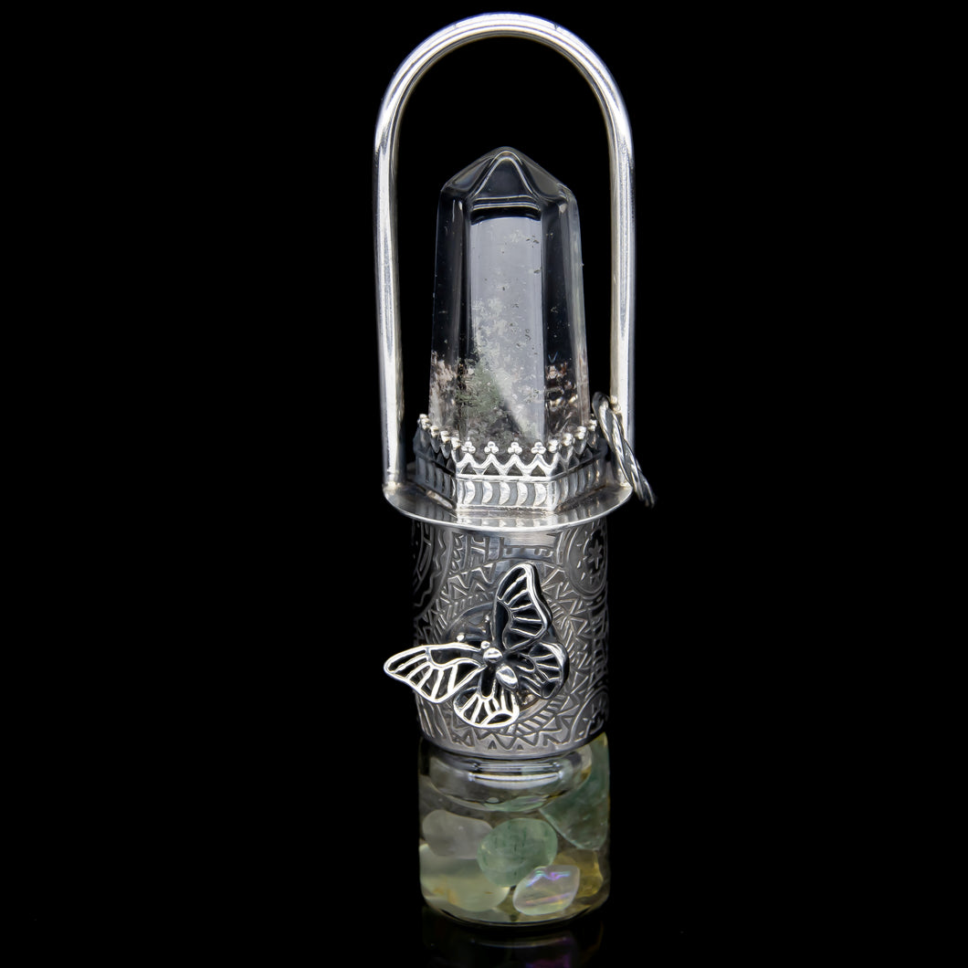 Lagoon Butterfly Rollerball Necklace Series - Phantom on Floral Pattern