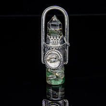 Load image into Gallery viewer, Rollerball Necklace Series - Green Pyramid Phantom with Green Euthlorite/Mica Quartz
