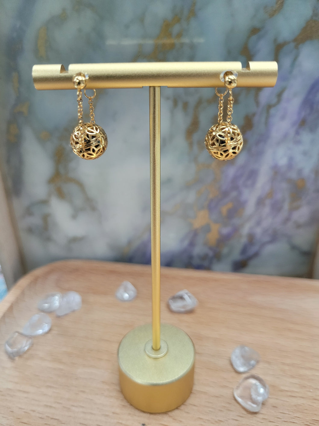 Golden Sphere Earrings (Short)